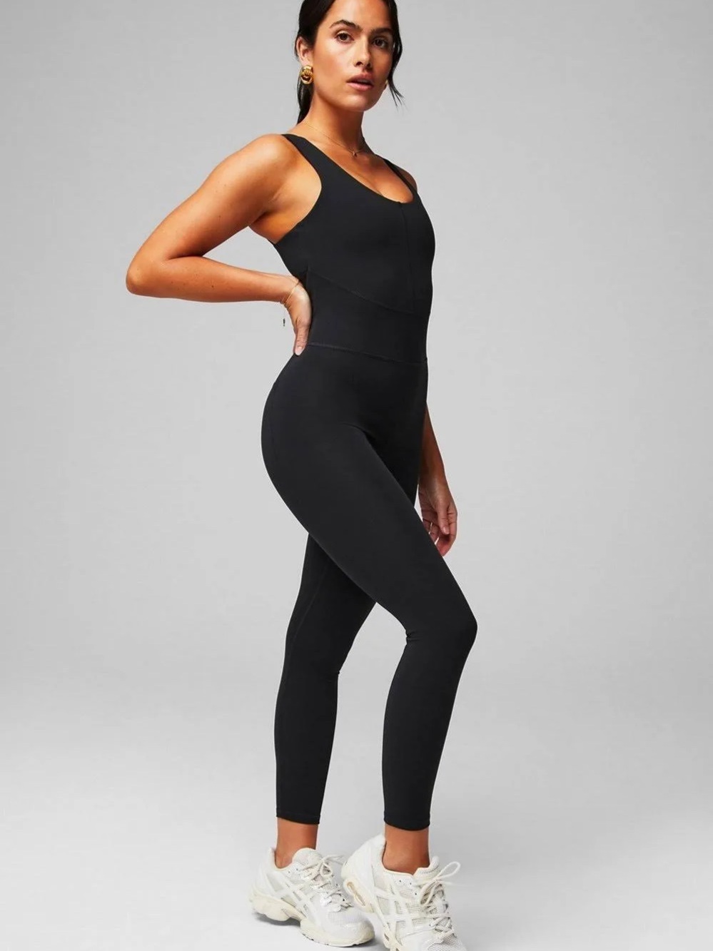 Fabletics Black Tank Jumpsuit - pureluxe built in bra 7/8 large